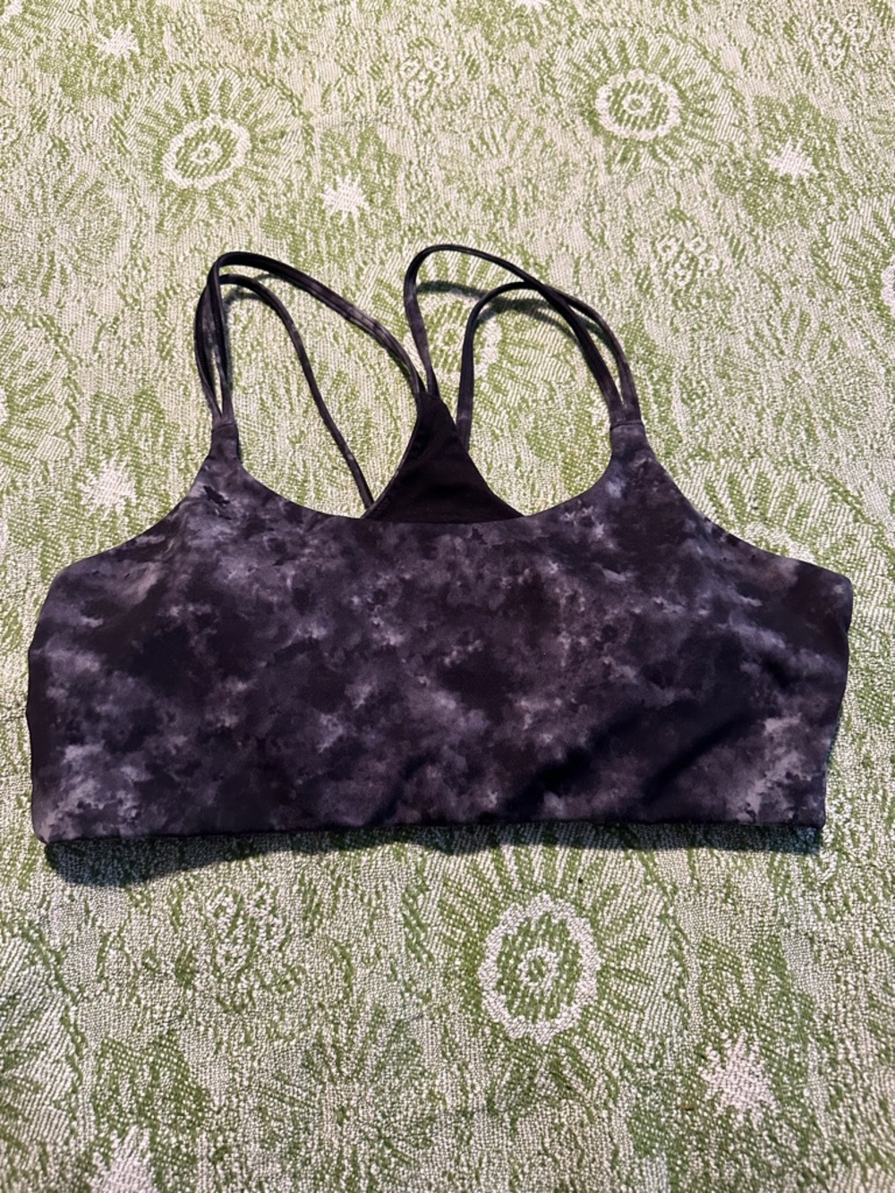 Fabletics Black Marble Strappy Sports Bra